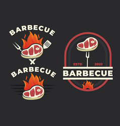 Barbecue Roast Grill Logo Design Roast Beef Meat