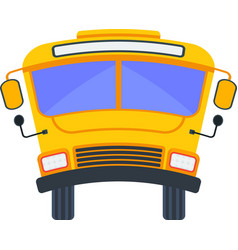 Yellow School Bus Of Front View With Curved Roof