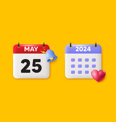 2024 Year Calendar 3d Icons Date Planner Signs