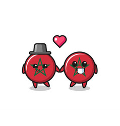 Morocco Flag Cartoon Character Couple With Fall