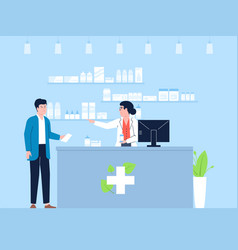 Pharmacist And Patient In Drugstore Medical