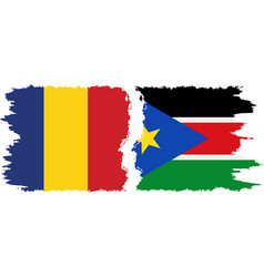 South Sudan And Romania Grunge Flags Connection