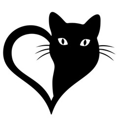 Black Cat Logo In Heart