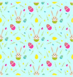 Seamless Easter Pattern Rabbit Egg Flower