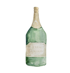 Watercolor Christmas Of A Bottle Of Champagne