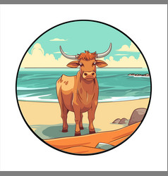 Bull Cute Funny Cartoon Kawaii Colorful