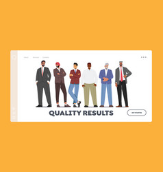 Diverse Business Men Stand In Row Landing Page