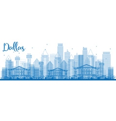 Outline Dallas Skyline With Blue Buildings