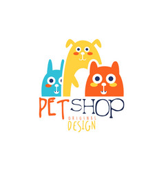 Pet shop original label design colorful hand Vector Image