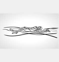 Swimmer Backstroke Black Outline Silhouette