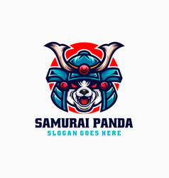 Logo Samurai Panda Mascot Cartoon Style