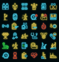 Personal Trainer Icons Set Neon