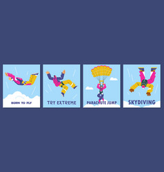 Skydiving And Parachute Jump Posters Flat