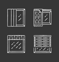 Window Treatments Chalk Icons Set Panel Tracks