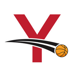 Basketball Logo On Letter Y Concept With Moving