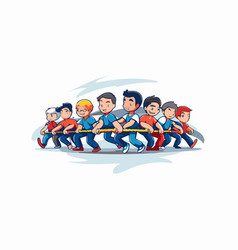 Cartoon Of A Group Kids Playing Tug War