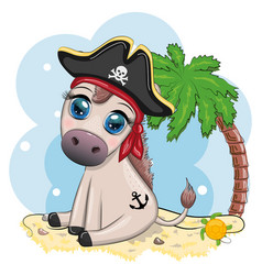 Cute Pirate Donkey In A Cocked Hat With An Eye