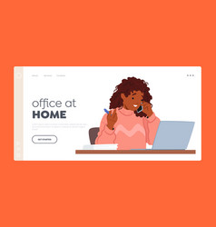 Office At Home Landing Page Template Woman