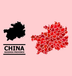 Red Heart Collage Map Guizhou Province