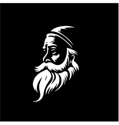 Bearded Old Man Bust Logo Template Santa Claus