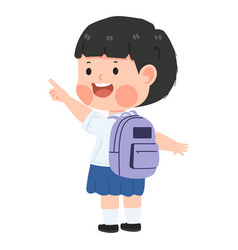 Cute Girl Student Point Cartoon