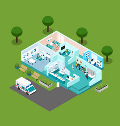 Medical Center Isometric Scheme Icons