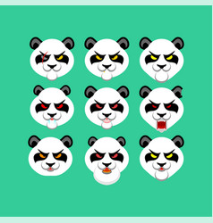 Angry Panda Face Set Evil Bear Gangster