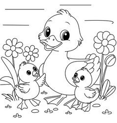 Cute Kawaii Duck Family Cartoon Character