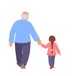 Grandfather And Granddaughter Walking