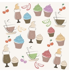 Doodle coffee seamless background Royalty Free Vector Image