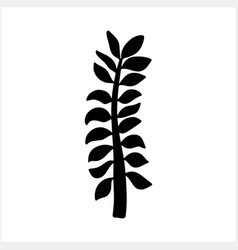 Doodle Fern Leaf Icon Isolated Stencil