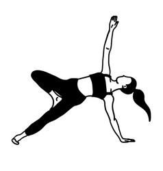 Female Lady Training Yoga Pose In Cartoon Black