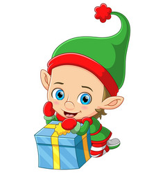 Little Elf With Gift Present