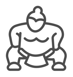 Sumo Fighter Strong Fat Wrestler Line Icon Asian