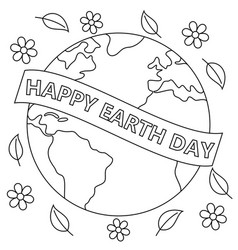 Cute Happy Earth Day Coloring Page Printable