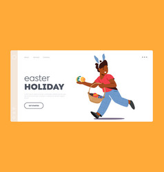 Easter Holiday Landing Page Template Little Boy