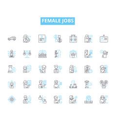 Female Jobs Linear Icons Set Nurse Teacher