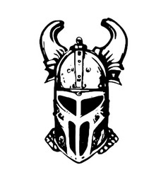 Hand Drawn A Horned Medieval Helmet