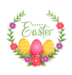 Happy Easter Glower Garland Wreath With Colorful