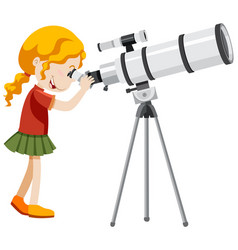 Little Girl Looking Through Telescope