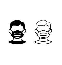 Full Face Man In Protective Face Mask Line Icon