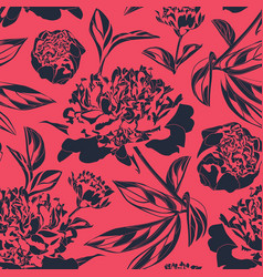 Seamless Floral Pattern With Black Peony