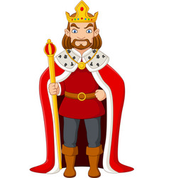 Cartoon king holding a golden scepter Royalty Free Vector