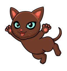 Cute Havana Brown Cat Cartoon Flying