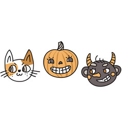 Set Of Spirit Funny Faces For Halloween