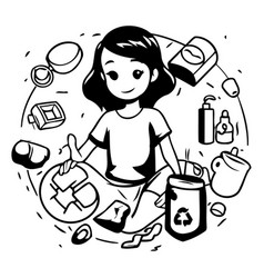 A Girl Recycling Garbage Recycling Concept