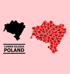 Red Love Heart Pattern Map Lower Silesia