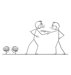 Cartoon Two Angry Men Arguing Or Fighting