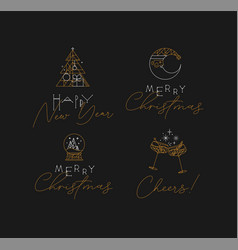 Set Of Christmas Art Deco Vintage Labels