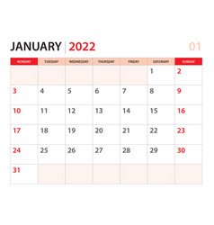 Calendar Planner 2022 - January 2022 Template